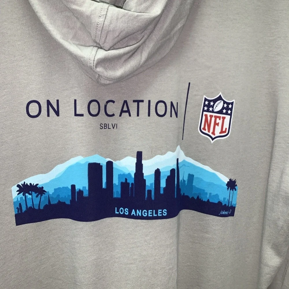 Johnnie-O Mens Edison Hooded Cotton T-Shirt Super Bowl LVI Steel Gray Size M $69